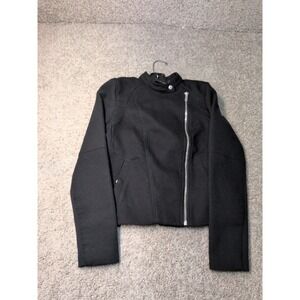 Gap Womens Black Biker Jacket V2 Moto Full Zip Ribbed Trim S 718555-00 Small